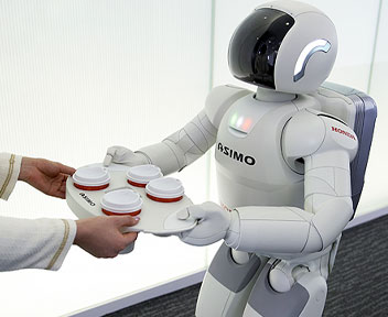 ASIMO serves coffee