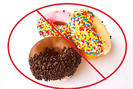 different donuts on white background